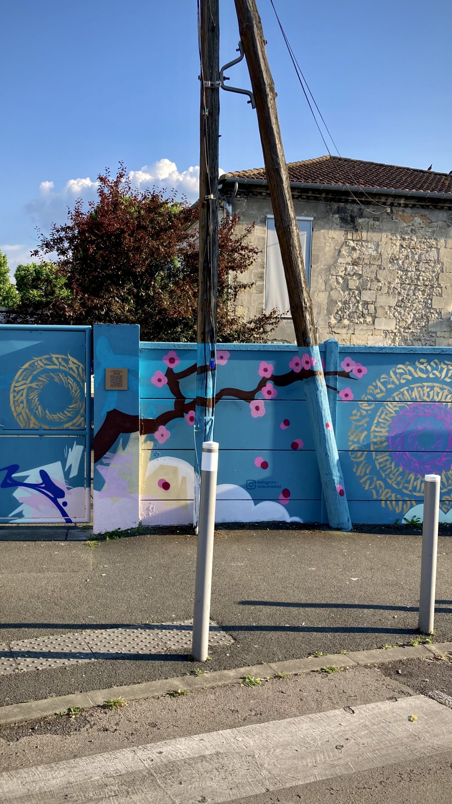 Cerisier japonais et mandala calligraphique street art mur Cenon