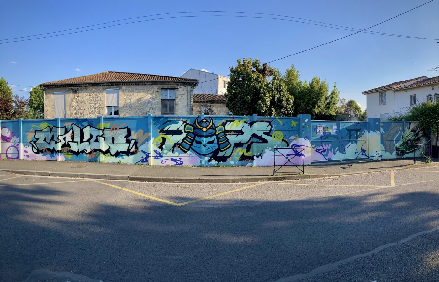 Panorama fresque street art Cenon 43m SLATE 25 graffiti collectif