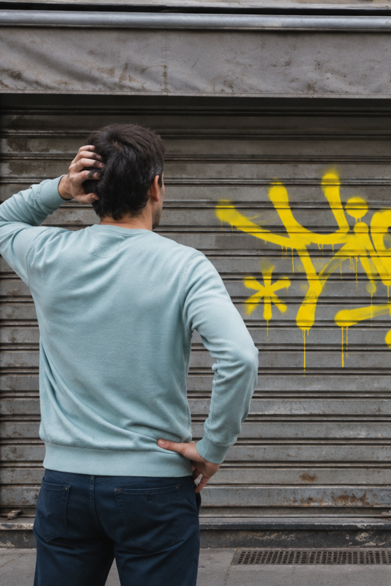 Tag vandale sur store de magasin (1) - coupé